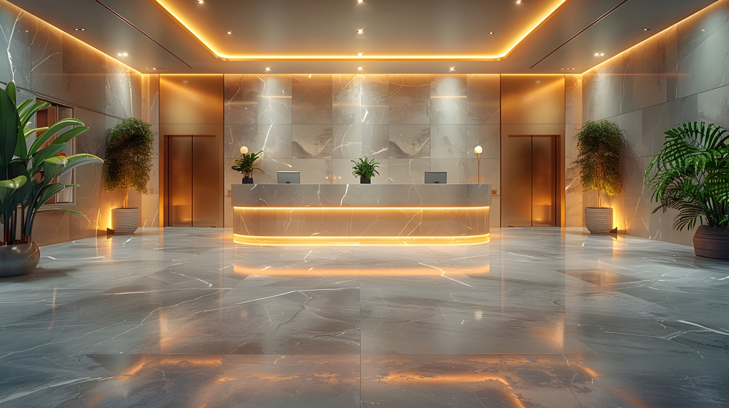 Modern 2 Person Reception Desk with Ambient Lighting