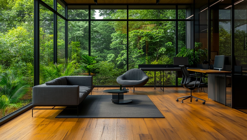Modern Office Furniture with Minimalist Desk and Lounge Seating
