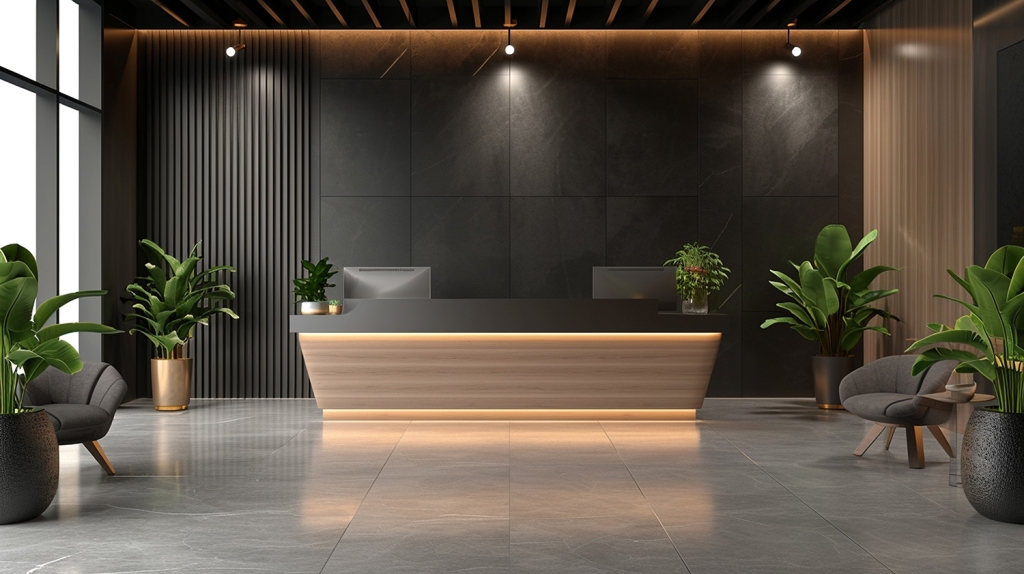 Modern Reception Desk with LED Light