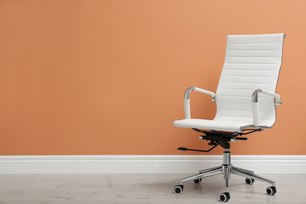Modern White Office Chair with Chrome Base