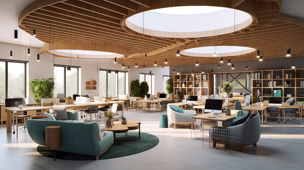Open Office with Workstations and Lounge Seating