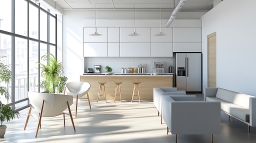 Modern Breakroom Furniture in a Bright Office Kitchen Space