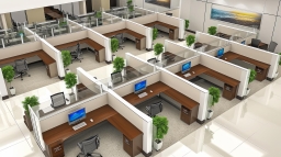 Modern Office Cubicles with L-Shaped Workstations