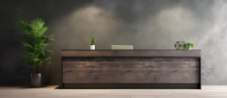 Modern Reception Desk with Dark Wood Finish