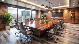 Modern Wood Conference Table with Executive Chairs